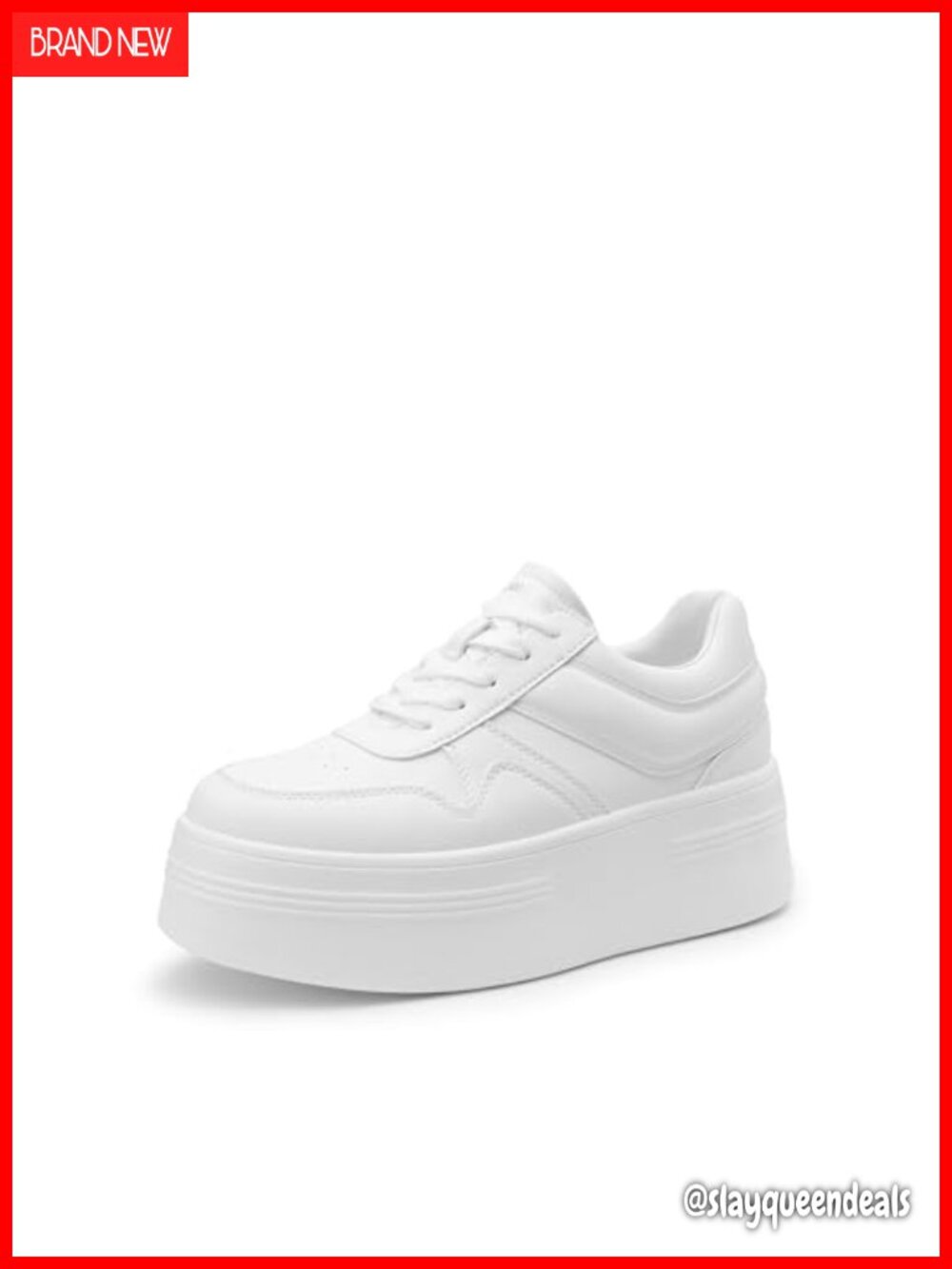 Women's Platform Fashion Sneakers Faux Leather Chunky Lace-Up Casual Shoes